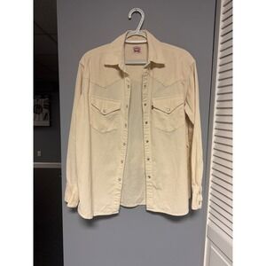 Levi Strauss & Co Women's Ecru Corduroy Barstow Western Pearl Snap Shirt Size XS